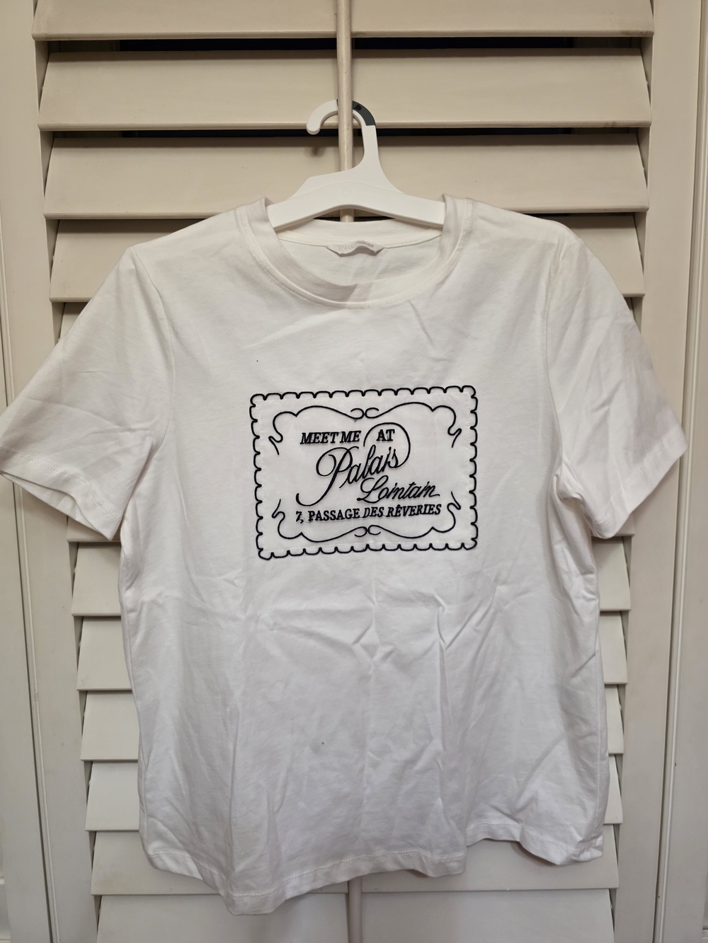 Zara White Kids' T‑Shirt with Black Graphic Script